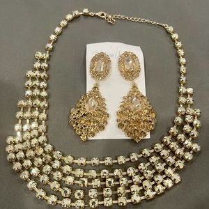 Gold clear wedding choker necklace link chain